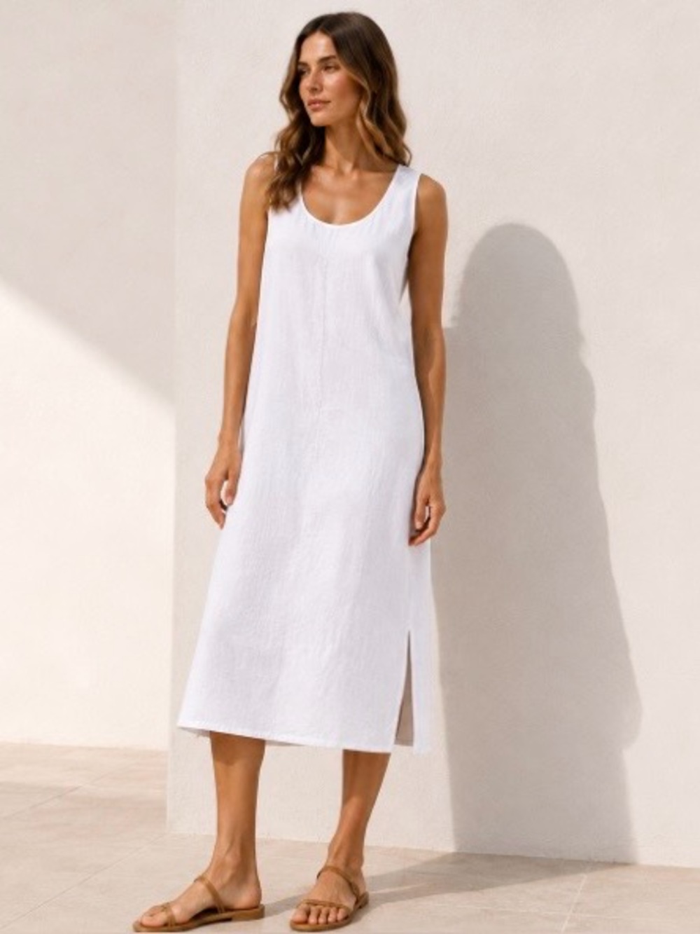 PURE NAVY White Linen Tank
Midi Dress XL
